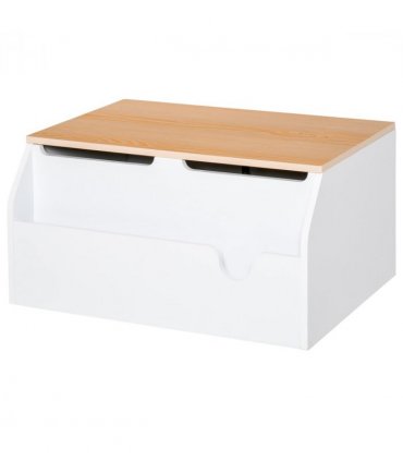 Wooden Kids Toy Box Children Storage Chest Book Slot White 30H x 58L x 43Wcm