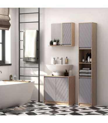 60x60cm Under-Sink Storage Cabinet w/ Adjustable Shelf 2 Doors Cabinet