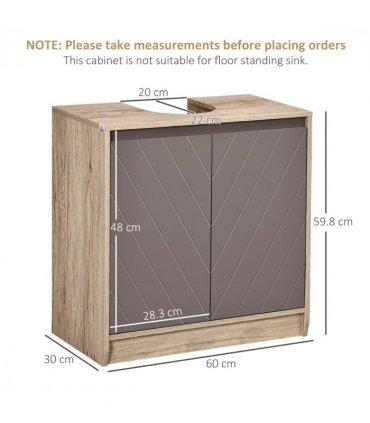 60x60cm Under-Sink Storage Cabinet w/ Adjustable Shelf 2 Doors Cabinet