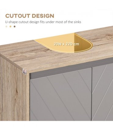 60x60cm Under-Sink Storage Cabinet w/ Adjustable Shelf 2 Doors Cabinet