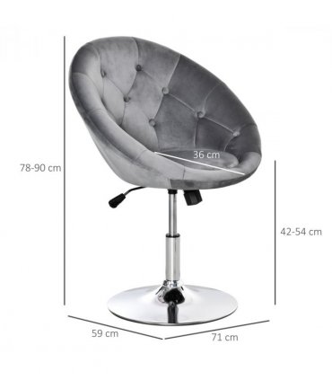 Swivel Dining Height Bar Stool Adjustable Armless Tub Chair Grey
