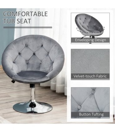 Swivel Dining Height Bar Stool Adjustable Armless Tub Chair Grey