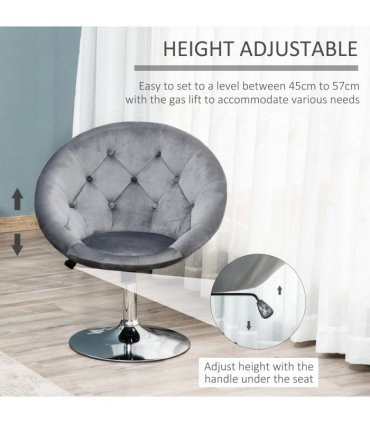 Swivel Dining Height Bar Stool Adjustable Armless Tub Chair Grey