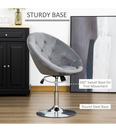 Swivel Dining Height Bar Stool Adjustable Armless Tub Chair Grey