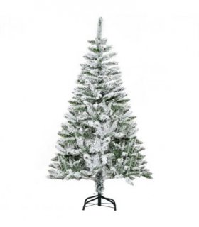 5ft Snow Flocked Artificial Christmas Tree w/ Realistic Branch Tips HOMCOM