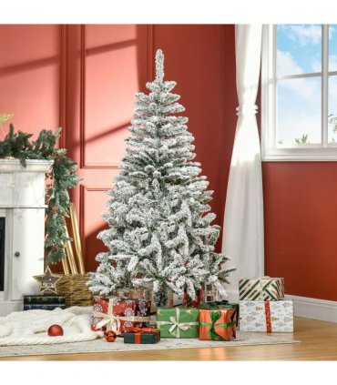 5ft Snow Flocked Artificial Christmas Tree w/ Realistic Branch Tips HOMCOM
