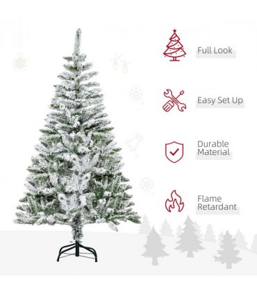 5ft Snow Flocked Artificial Christmas Tree w/ Realistic Branch Tips HOMCOM