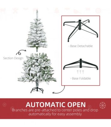 5ft Snow Flocked Artificial Christmas Tree w/ Realistic Branch Tips HOMCOM
