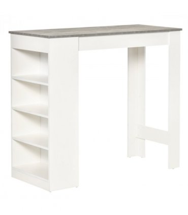 HOMCOM Bar Table Coffee Table Kitchen Dining Table with 4-Tier Shelf Grey