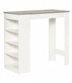 HOMCOM Bar Table Coffee Table Kitchen Dining Table with 4-Tier Shelf Grey