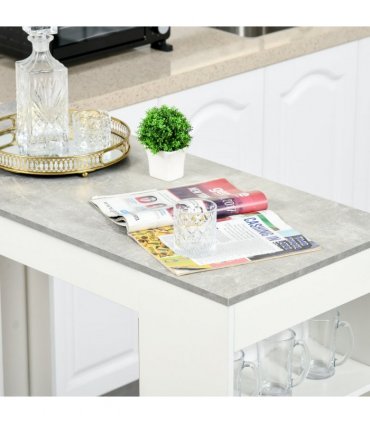 HOMCOM Bar Table Coffee Table Kitchen Dining Table with 4-Tier Shelf Grey