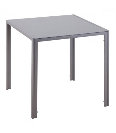 Dining Table Tempered Glass Grey 75H x 75L x 75Wcm Modern Square Metal Legs