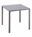 Dining Table Tempered Glass Grey 75H x 75L x 75Wcm Modern Square Metal Legs