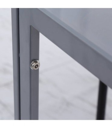 Dining Table Tempered Glass Grey 75H x 75L x 75Wcm Modern Square Metal Legs