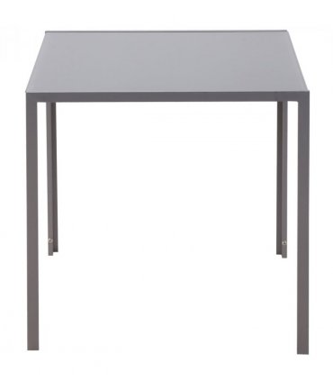 Dining Table Tempered Glass Grey 75H x 75L x 75Wcm Modern Square Metal Legs