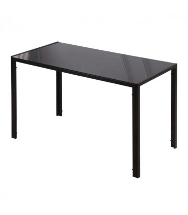 Glass Black Modern Rectangular 4 Seater Dining Table with Tempered Glass Top