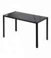 Glass Black Modern Rectangular 4 Seater Dining Table with Tempered Glass Top