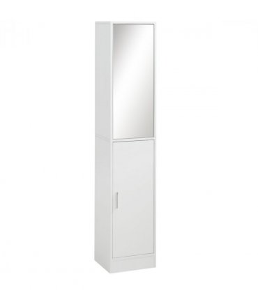 kleankin Tall Mirrored Bathroom Cabinet Tallboy Unit w/Adjustable Shelf White