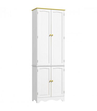 Freestanding Kitchen Cupboard 4-Door Storage Cabinet  4 Shelves, White