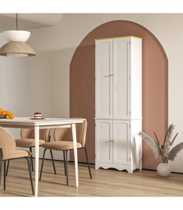 Freestanding Kitchen Cupboard 4-Door Storage Cabinet  4 Shelves, White