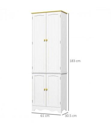 Freestanding Kitchen Cupboard 4-Door Storage Cabinet  4 Shelves, White
