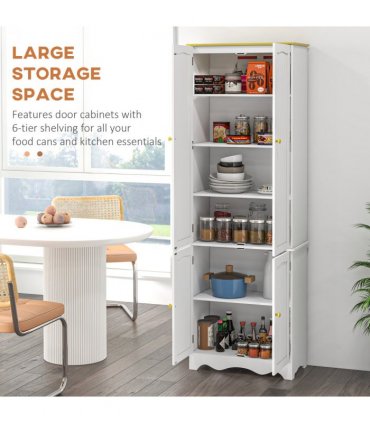 Freestanding Kitchen Cupboard 4-Door Storage Cabinet  4 Shelves, White