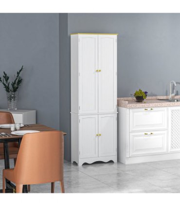 Freestanding Kitchen Cupboard 4-Door Storage Cabinet  4 Shelves, White