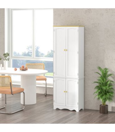 Freestanding Kitchen Cupboard 4-Door Storage Cabinet  4 Shelves, White