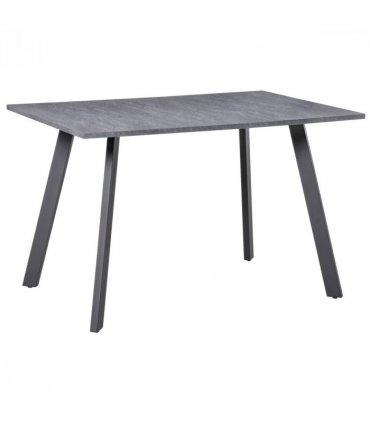 Modern Rectangular Dining Table with Metal Legs Indoor, Dark Grey