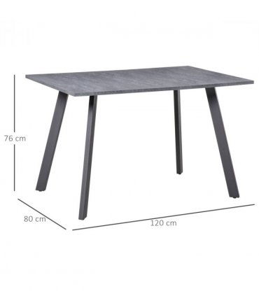 Modern Rectangular Dining Table with Metal Legs Indoor, Dark Grey