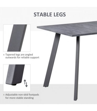 Modern Rectangular Dining Table with Metal Legs Indoor, Dark Grey