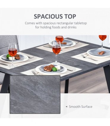 Modern Rectangular Dining Table with Metal Legs Indoor, Dark Grey