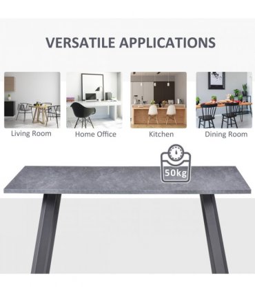 Modern Rectangular Dining Table with Metal Legs Indoor, Dark Grey