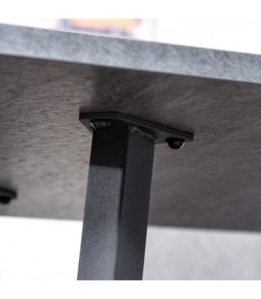Modern Rectangular Dining Table with Metal Legs Indoor, Dark Grey