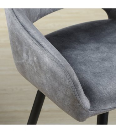 HOMCOM Bar Stools Set of 2, Velvet-Touch Fabric Counter Height Bar Chairs Grey