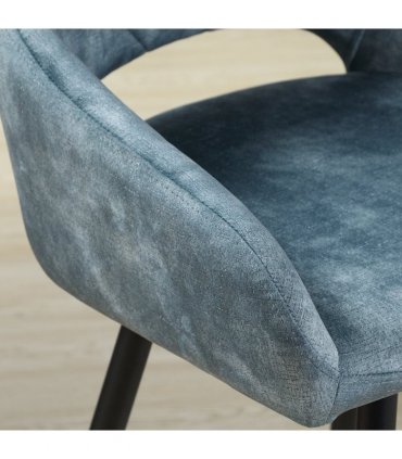 Bar Stools Set of 2, Velvet-Touch Fabric Counter Height Bar Chairs Blue HOMCOM