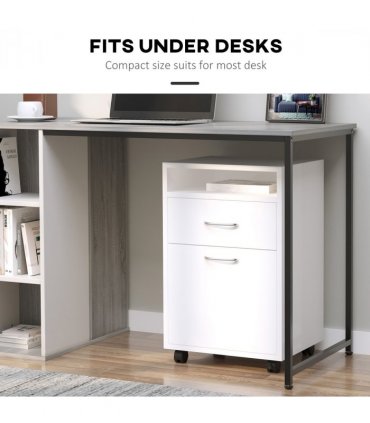 Storage Cabinet White Particle Board 60H x 40W x 35Dcm Filing Cabinet 4 Wheels