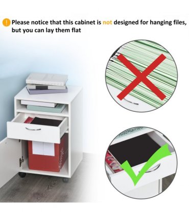 Storage Cabinet White Particle Board 60H x 40W x 35Dcm Filing Cabinet 4 Wheels