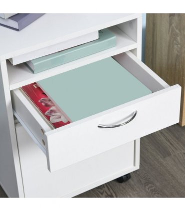 Storage Cabinet White Particle Board 60H x 40W x 35Dcm Filing Cabinet 4 Wheels