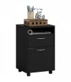 HOMCOM 60cm Storage Cabinet w/ Drawer Open Shelf Metal Handles 4 Wheels Black