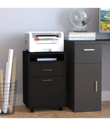 HOMCOM 60cm Storage Cabinet w/ Drawer Open Shelf Metal Handles 4 Wheels Black
