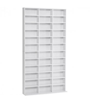 HOMCOM CD DVD Media Storage Shelves Display Shelf Racks Wooden Frame White