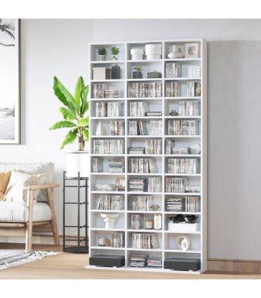 HOMCOM CD DVD Media Storage Shelves Display Shelf Racks Wooden Frame White
