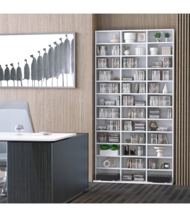 HOMCOM CD DVD Media Storage Shelves Display Shelf Racks Wooden Frame White
