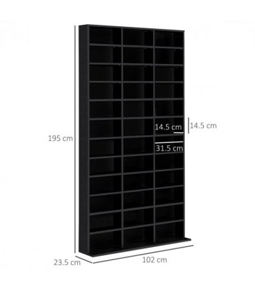 HOMCOM CD DVD Media Storage Shelves Display Shelf Racks Wooden Frame Black