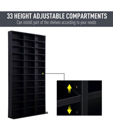 HOMCOM CD DVD Media Storage Shelves Display Shelf Racks Wooden Frame Black