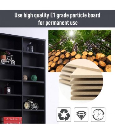 HOMCOM CD DVD Media Storage Shelves Display Shelf Racks Wooden Frame Black