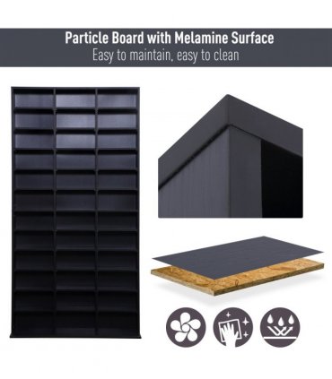 HOMCOM CD DVD Media Storage Shelves Display Shelf Racks Wooden Frame Black