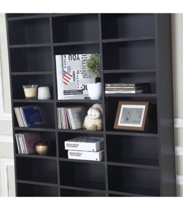 HOMCOM CD DVD Media Storage Shelves Display Shelf Racks Wooden Frame Black