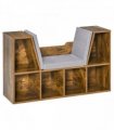 Bookcase Storage Reading Seat Unit Kids Adults Six Cubes Brown